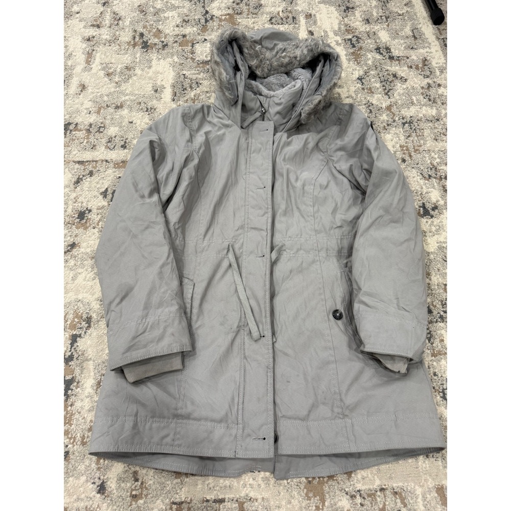 Hollister Heritage Collection Gray Faux Fur Lined Hooded Parka Jacket Large